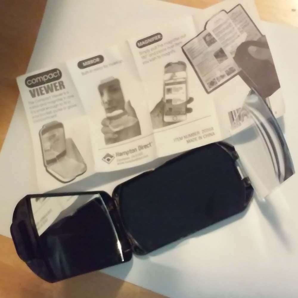 Magnifying Glass (on 1 end)  And Mirror (on 2nd end) Unused Thin 4 x 2 1/4 x 1/2